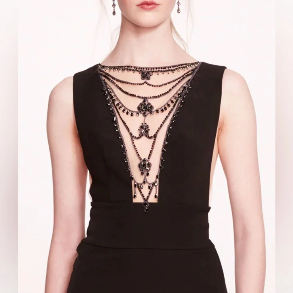 MARCHESA***Jewel Embellished Black Evening Gown***US 14,16 $895 - Picture 2 of 5
